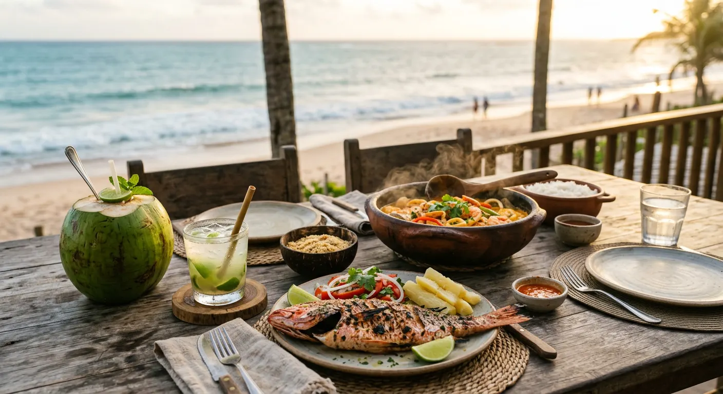 Moqueca y mariscos en el restaurante